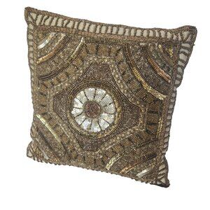 Pier 1 Gold Metallic Calico Medallion Pillow Small